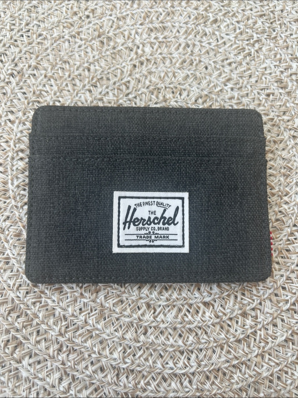 Herschel charcoal canvas card holder with logo patch